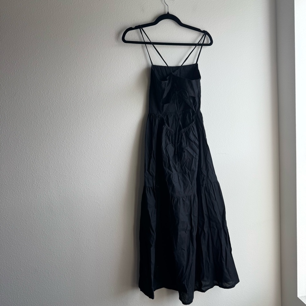Rove JOIE Midi Dress Natural Fibers black linen cotton size medium - Picture 4 of 6